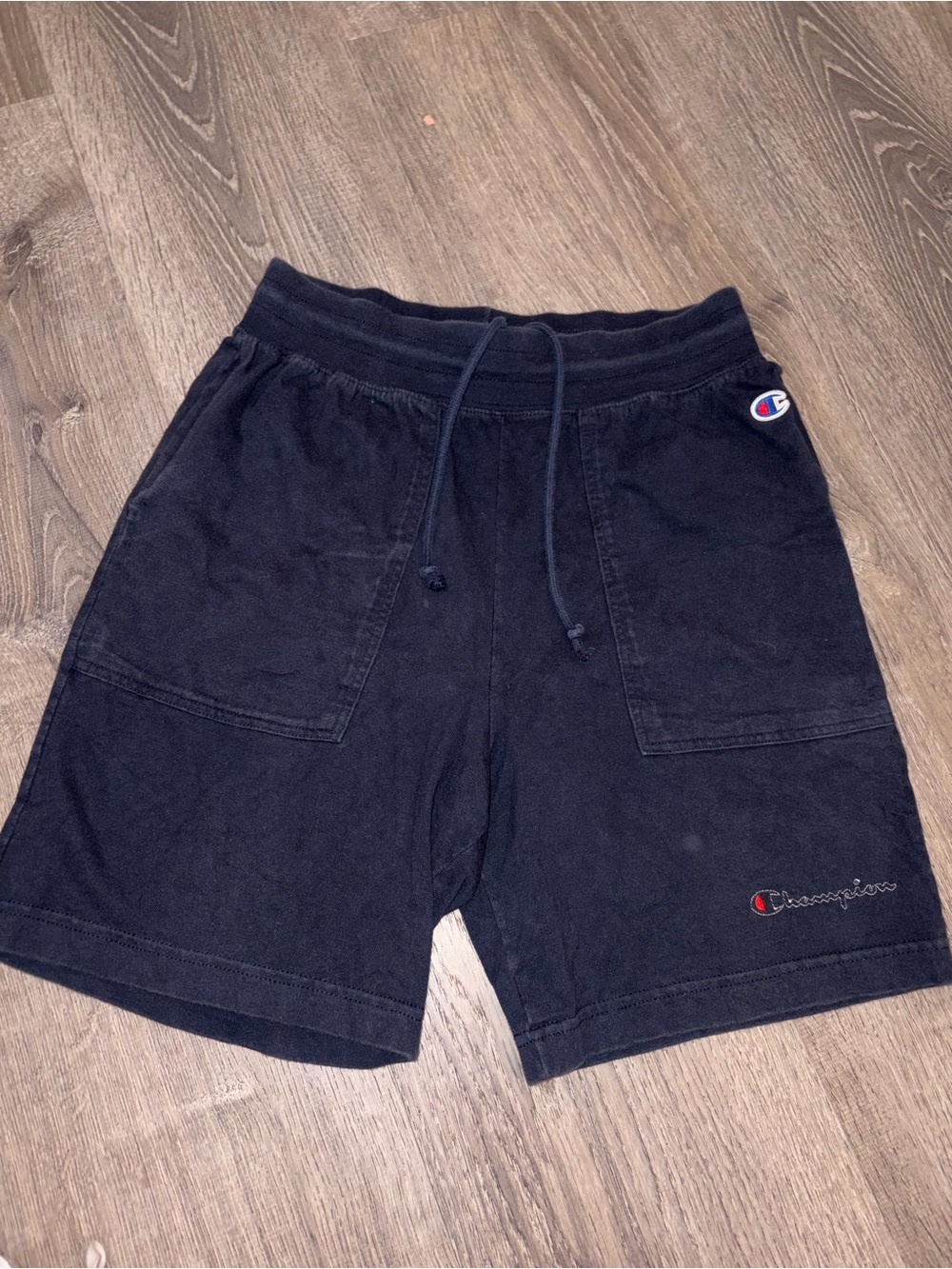 Champion Black Men’s Athletic Drawstring Shorts with Logo